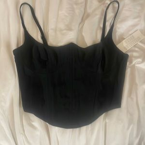 URBAN OUTFITTERS NEVER WORN BLACK CORSET CROP TOP!